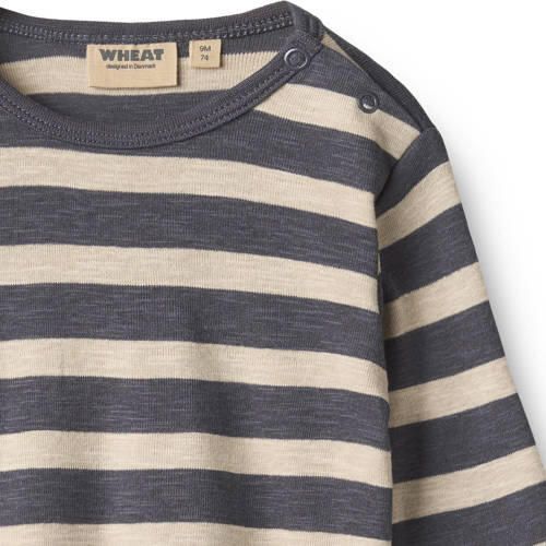 Wheat rechtvallende gestreepte longsleeve grijs ecru Jongens Katoen Ronde hals - Foto 2