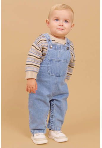 Wheat regular fit tuinbroek lichtblauw denim Effen