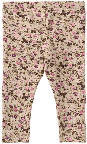 Wheat slim fit gebloemde legging beige roze paars Meisjes Stretchkatoen