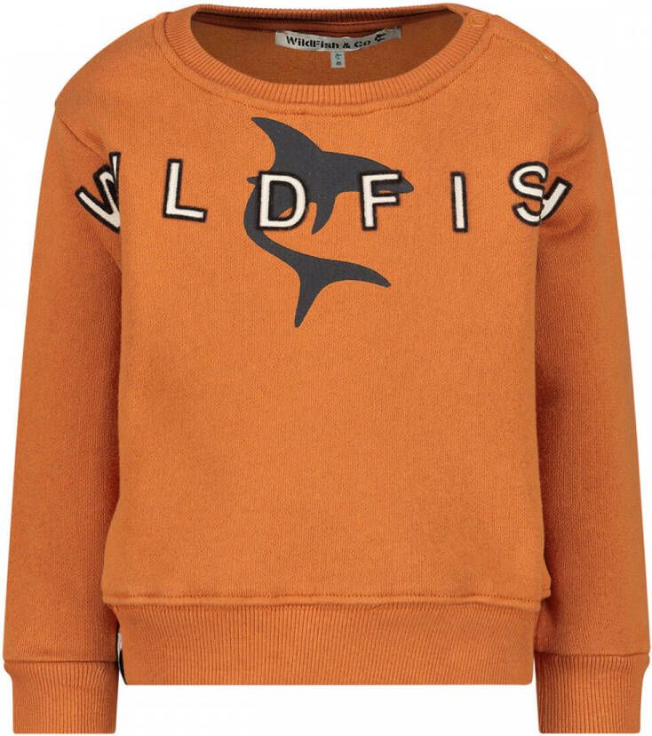 Wildfish sweater met printopdruk oranjebruin Printopdruk 62