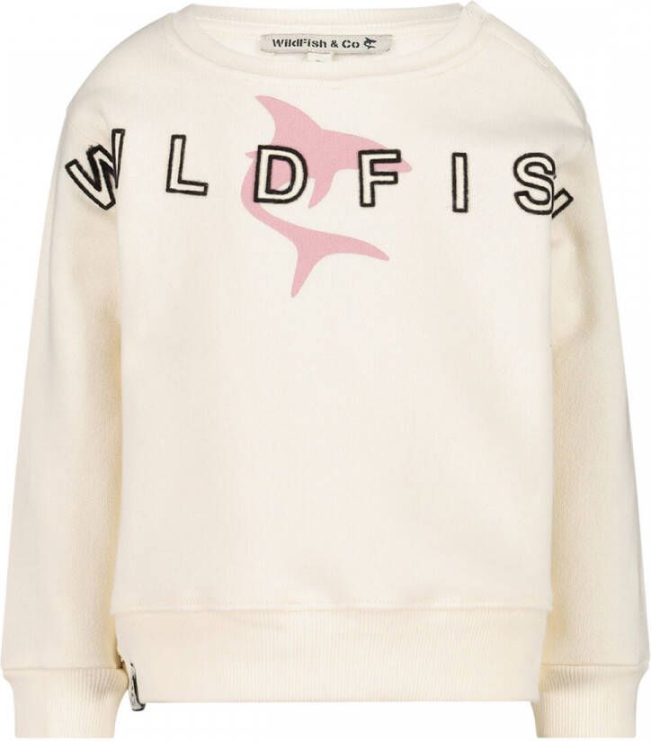 Wildfish sweater met printopdruk ecru lichtroze Printopdruk 68