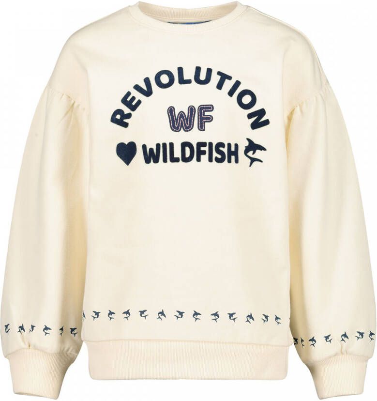 Wildfish sweater met tekst offwhite Wit Tekst 116
