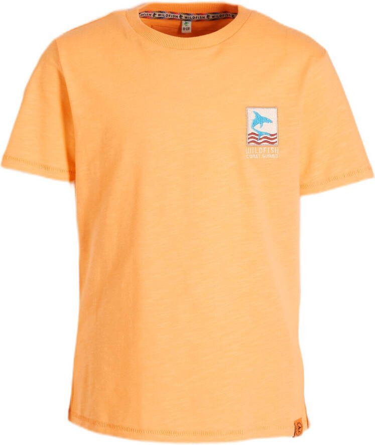 Wildfish T-shirt Milko van katoen oranje Printopdruk 152
