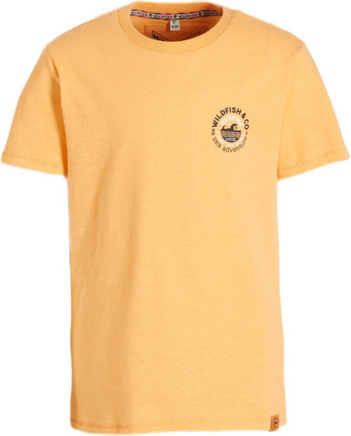 Wildfish T-shirt Marick van biologisch katoen oranje Backprint 104