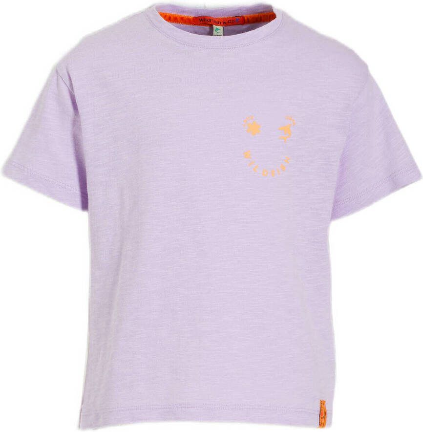 Wildfish T-shirt Pastel Lilac Paars Meisjes Katoen Ronde hals Printopdruk 104
