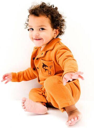Wildfish jumpsuit van katoen oranjebruin Backprint 74 - Foto 2