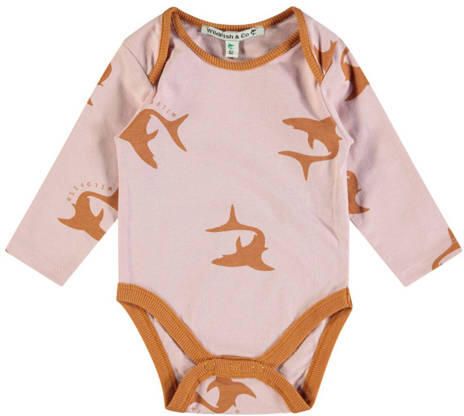 Wildfish romper met all over print lichtroze bruin Longsleeve Katoen Ronde hals 86 - Foto 3