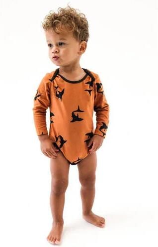 Wildfish romper met all over print oranjebruin zwart Longsleeve Katoen Ronde hals 86 - Foto 3