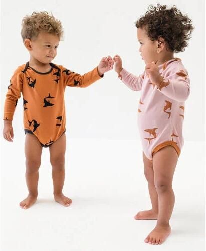 Wildfish romper met all over print oranjebruin zwart Longsleeve Katoen Ronde hals 86 - Foto 2