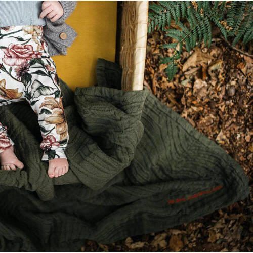 WildWood baby wiegdeken 75x100 cm Dark Forest Babydeken Groen Effen - Foto 2