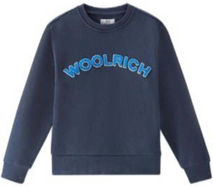 Woolrich sweater met logo blauw Logo 152