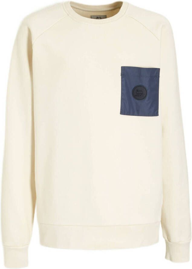 Woolrich sweater met logo beige Logo 140 | Sweater van