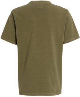 Woolrich T-shirt met tekst mosgroen Jongens Katoen Ronde hals Tekst 152