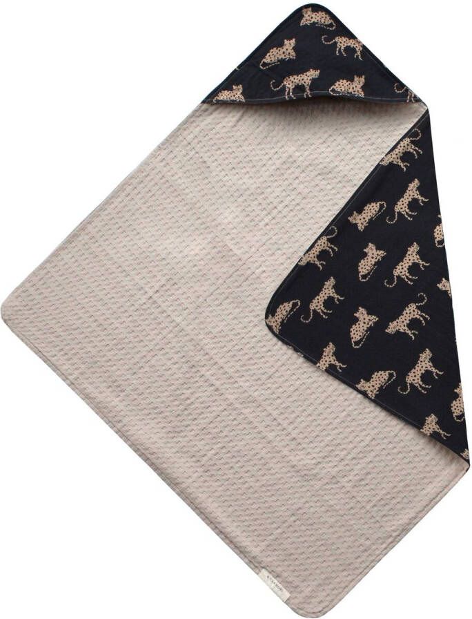 Your Wishes baby badcape Wild Cheetah 75x75 cm zwart beige Handdoek badcape