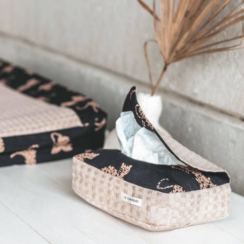 Your Wishes doekjeshouder Wild Cheetah zwart beige Babydoekjesbox