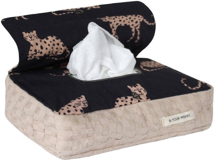 Your Wishes doekjeshouder Wild Cheetah zwart beige Babydoekjesbox
