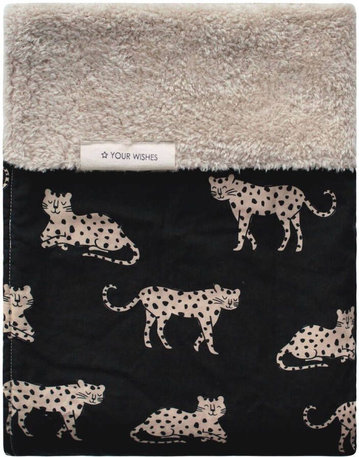 Your Wishes baby teddy ledikantdeken Wild Cheetah 100x140 zwart beige Babydeken