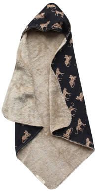 Your Wishes baby badcape teddy Wild Cheetah 75x75 cm zwart beige Handdoek badcape - Foto 4