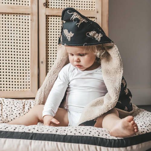 Your Wishes baby badcape teddy Wild Cheetah 75x75 cm zwart beige Handdoek badcape - Foto 2