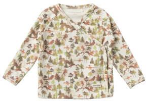 Your Wishes baby longsleeve met all over print en overslag detail wit groen bruin Jongens Katoen V-hals