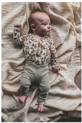 Your Wishes baby longsleeve met all over print en overslag detail wit groen bruin Jongens Katoen V-hals - Foto 2
