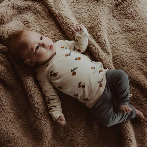 Your Wishes baby longsleeve Nash met all over print wit camel blauw Modal V-hals 50 - Foto 2