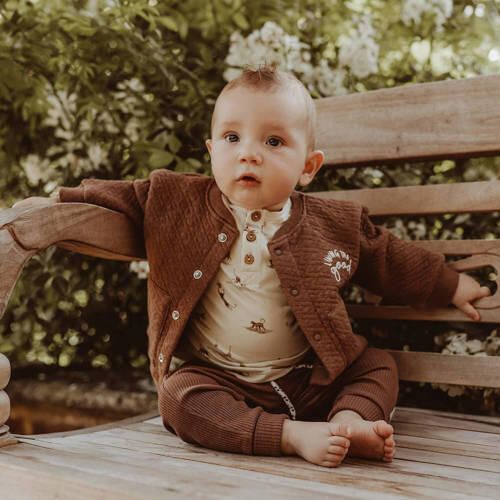 Your Wishes baby T-shirt Paco met dierenprint ecru bruin Jongens Stretchkatoen Ronde hals 50 - Foto 2