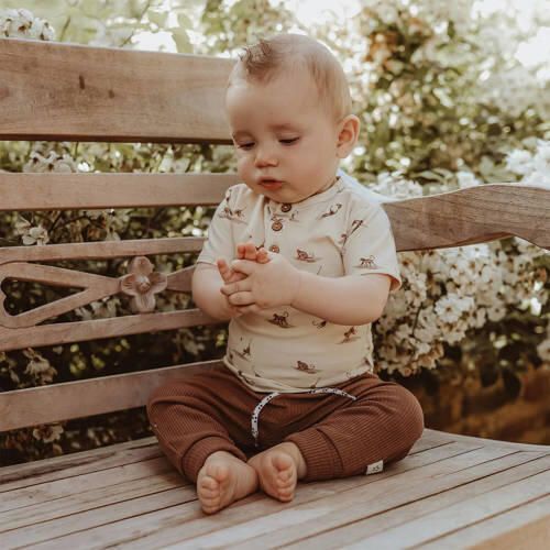 Your Wishes baby T-shirt Paco met dierenprint ecru bruin Jongens Stretchkatoen Ronde hals 50 - Foto 3