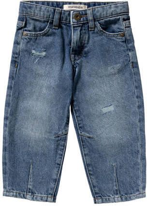 Your Wishes barrel jeans met slijtage middelblauw Meisjes Denim Effen