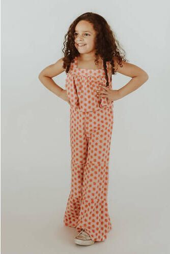 Your Wishes crop top Peggy met all over print roze donkerroze T-shirt Meisjes Katoen Vierkante hals 128 - Foto 1