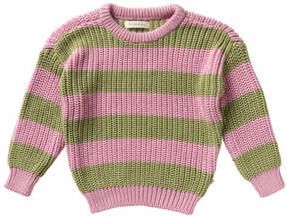 Your Wishes gestreepte gebreide trui roze Meisjes Acryl Ronde hals Streep