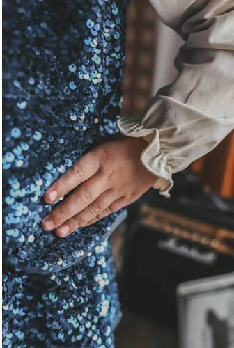 Your Wishes gilet blauw met pailletten Meisjes Katoen Ronde hals Effen glitter - Foto 2