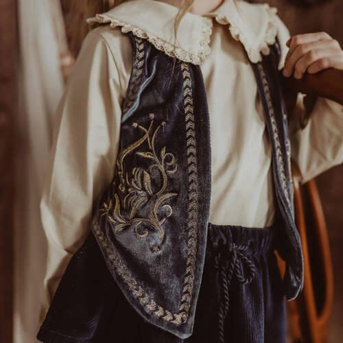 Your Wishes gilet Hanoi met printopdruk en borduursels blauw goud Meisjes Suede Openvallende hals 110 116 - Foto 3