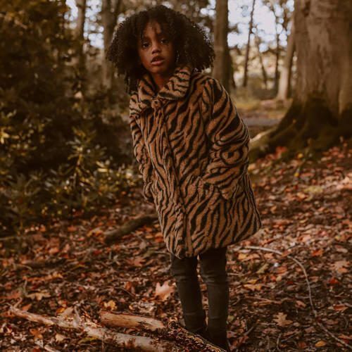 Your Wishes imitatiebont winterjas Orah met zebraprint bruin Meisjes Polyester Klassieke kraag 134 140 - Foto 2