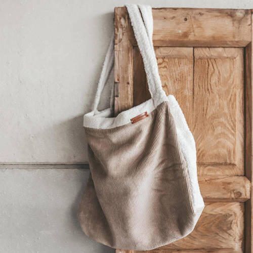 Your Wishes Mommy Tote Bag grote luiertas met rib en teddy taupe wit Bruin - Foto 2