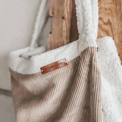 Your Wishes Mommy Tote Bag grote luiertas met rib en teddy taupe wit Bruin - Foto 3
