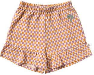 Your Wishes regular waist geruite casual short oranje Korte broek Meisjes Katoen