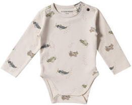 Your Wishes romper met all over print ecru Jongens Stretchkatoen Ronde hals