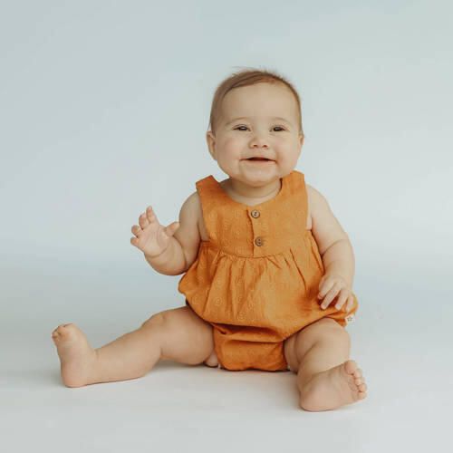 Your Wishes romper oranjebruin Meisjes Katoen Ronde hals Effen 62