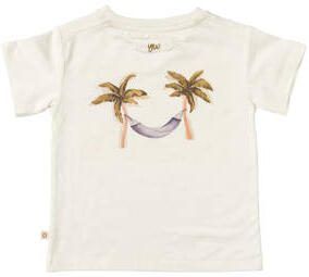 Your Wishes T-shirt Ezra met backprint offwhite groen Jongens Stretchkatoen Ronde hals 134