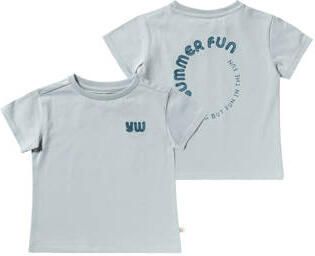 Your Wishes T-shirt met backprint grijsblauw Jongens Stretchkatoen Ronde hals