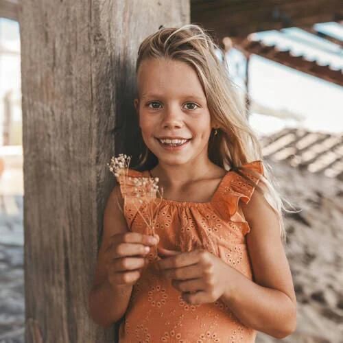 Your Wishes top Rowena oranje Meisjes Katoen Vierkante hals Effen 134 - Foto 2