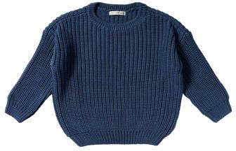 Your Wishes trui blauw grof gebreid Jongens Katoen Ronde hals Effen