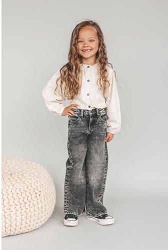 YOUR WISHES Meisjes Jeans Stretch Denim Wide Leg Glitter Jeans Antraciet