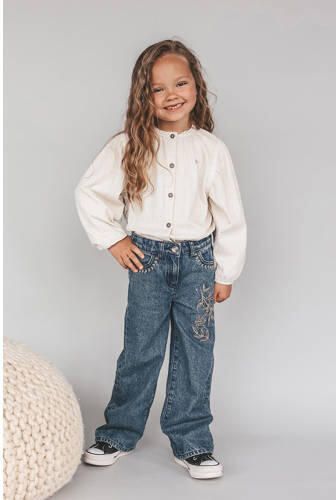YOUR WISHES Meisjes Jeans Enthic Flower Wide Leg Jeans Donkerblauw