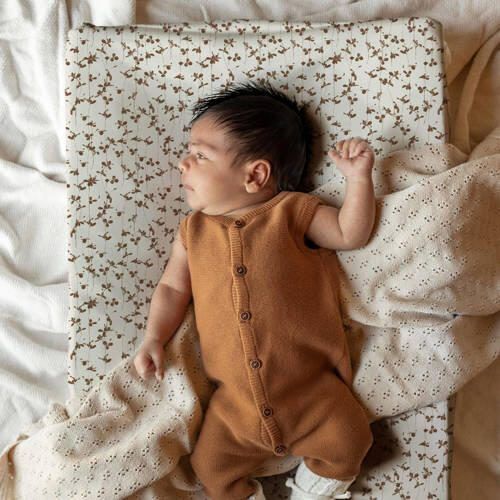 Yumi Baby aankleedkussenhoes Brown Leafs Ecru All over print