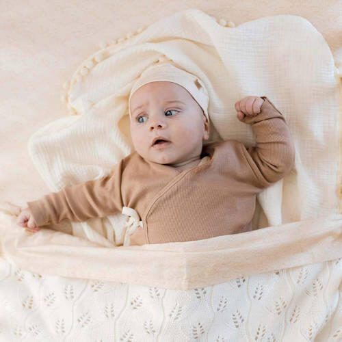 Yumi Baby ledikantlaken Waves Hazelnut 100x150 cm beige Babylaken - Foto 2