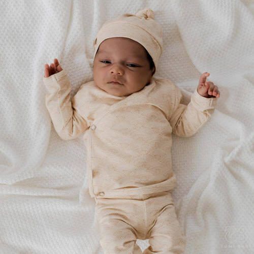 Yumi Baby longsleeve met overslag Waves Hazelnut Bruin Stretchkatoen V-hals 62 - Foto 2