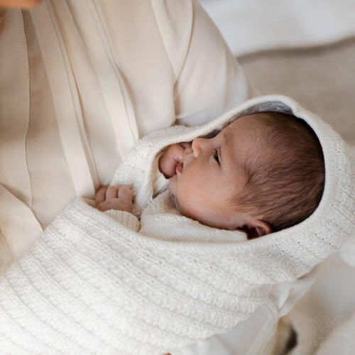 Yumi Baby newborn inbakerzak Diamonds 0-3 maand van katoen off white Inbakerdoek Ecru - Foto 2