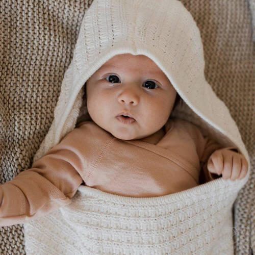 Yumi Baby newborn inbakerzak Diamonds 0-3 maand van katoen off white Inbakerdoek Ecru - Foto 3